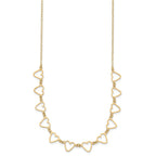 14K Open Flat Hearts 16 inch Necklace Plus 2 inch Extender