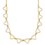 14K Open Flat Hearts 16 inch Necklace Plus 2 inch Extender