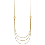 14K 3-Layer Ropa Chain Bib with Textured Side Circles 16 inch Necklace Plus 2 inch Extender