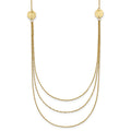 14K 3-Layer Ropa Chain Bib with Textured Side Circles 16 inch Necklace Plus 2 inch Extender