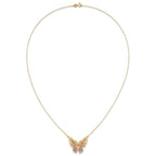 14k Yellow and Rose Gold with White Rhodium Large Filigree Butterfly 18 inch Necklace