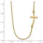 14k Polished Small Sideways Curved Cross 19 inch Necklace