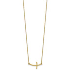 14k Small Sideways Curved Twist Cross 19 inch Necklace