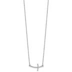 14k White Gold Small Sideways Curved Twist Cross 19 inch Necklace
