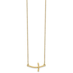 14k Large Sideways Curved Twist Cross 19 inch Necklace