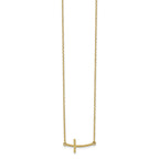 14k Curved Textured Sideways Cross 19 inch Necklace