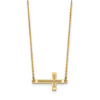 14k Polished Cut-out Sideways Cross 19 inch Necklace
