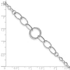14k White Gold Polished and Textured Fancy Link 8 inch Bracelet