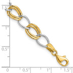 14K Two-Tone Polished 8mm Fancy Open Curb Link 7.5 inch Bracelet