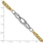 14k Two-tone Polished Diamond-cut 7mm Fancy Link Bracelet