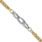 14k Two-tone Polished Diamond-cut 7mm Fancy Link Bracelet