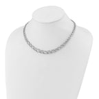 14K White Gold Polished Satin Diamond-cut Graduated 17 inch Necklace