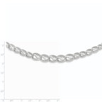 14K White Gold Polished Satin Diamond-cut Graduated 17 inch Necklace