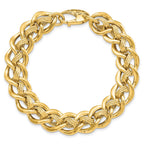 14k Polished and Textured 15mm Fancy Link 8 inch Bracelet