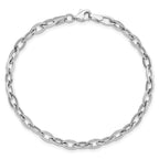 14K White Gold Polished Fancy Oval Link Bracelet