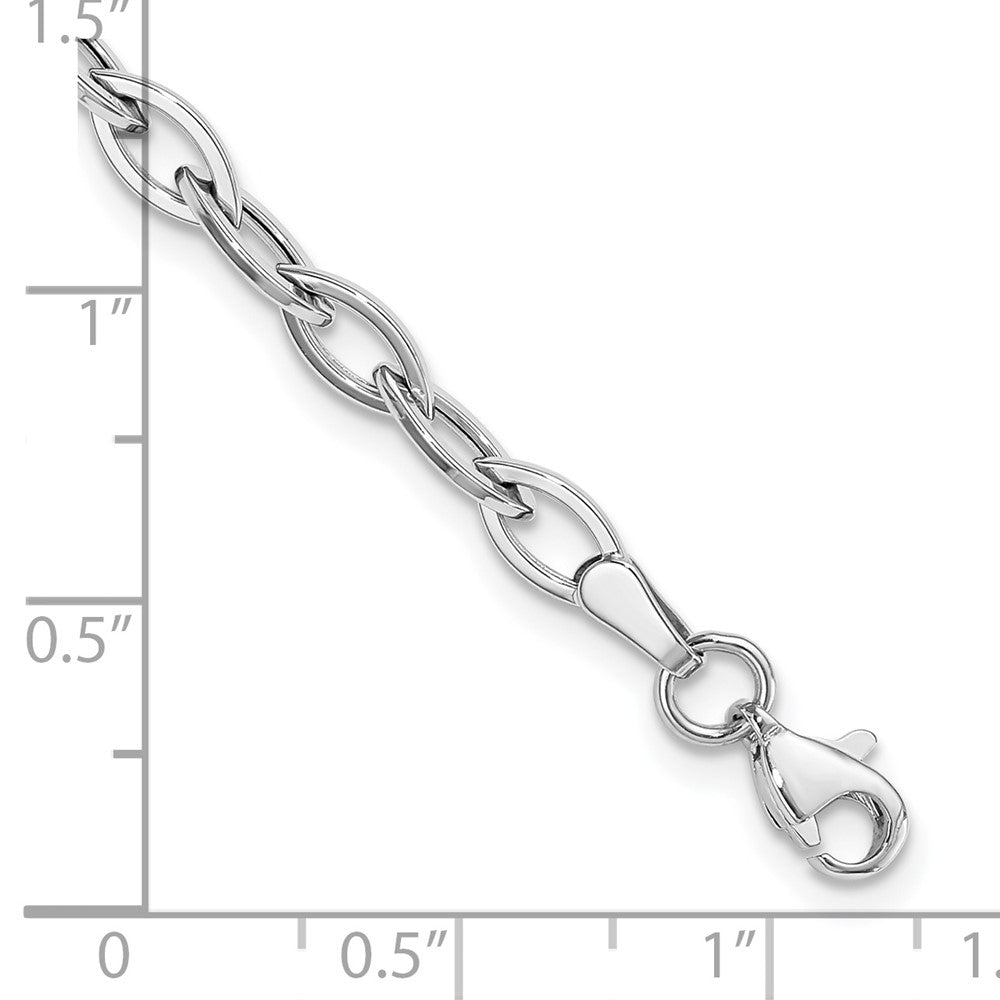 14K White Gold Polished Fancy Oval Link Bracelet