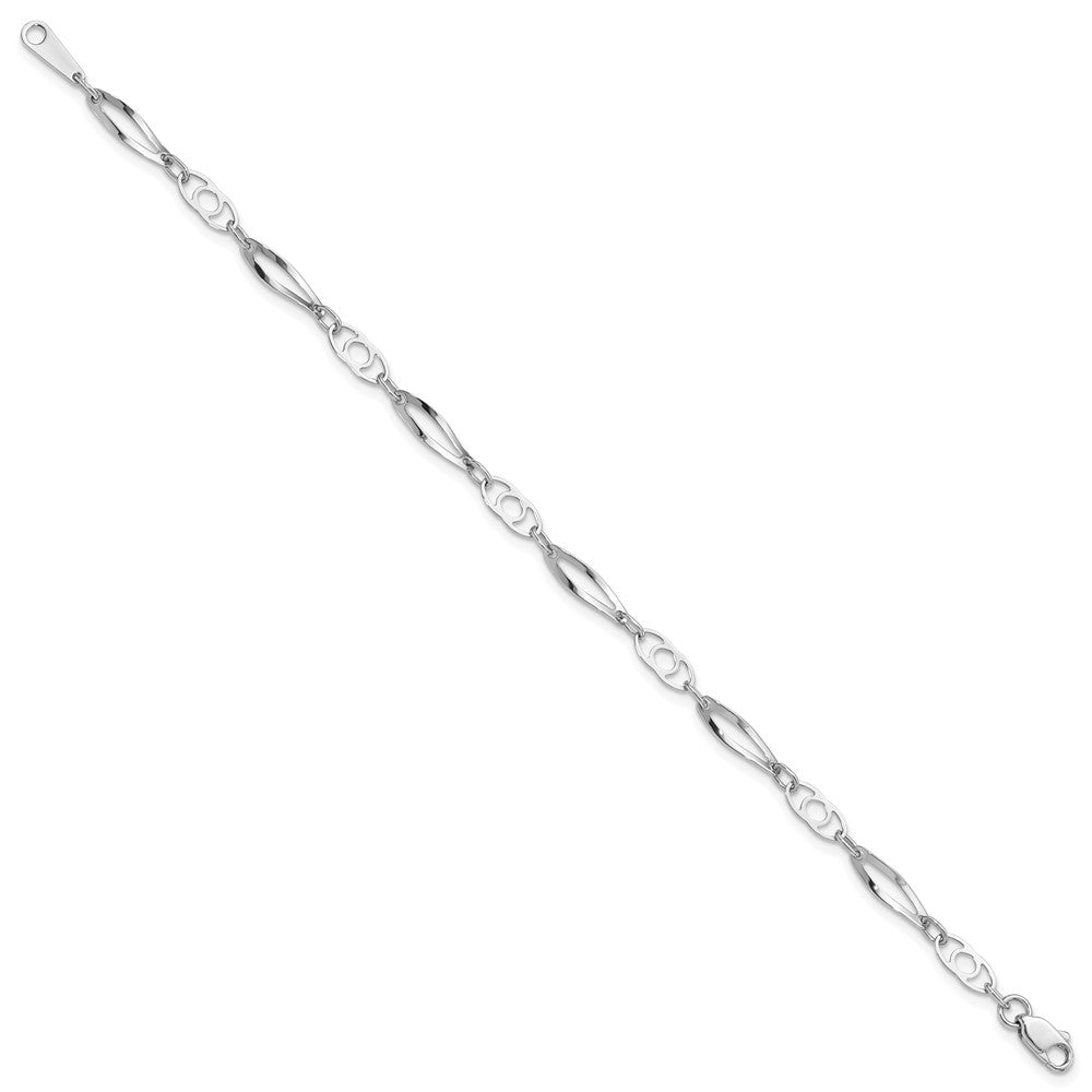 14k White Gold Polished Fancy Link 7 inch Bracelet