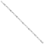 14k White Gold Polished Fancy Link 7 inch Bracelet