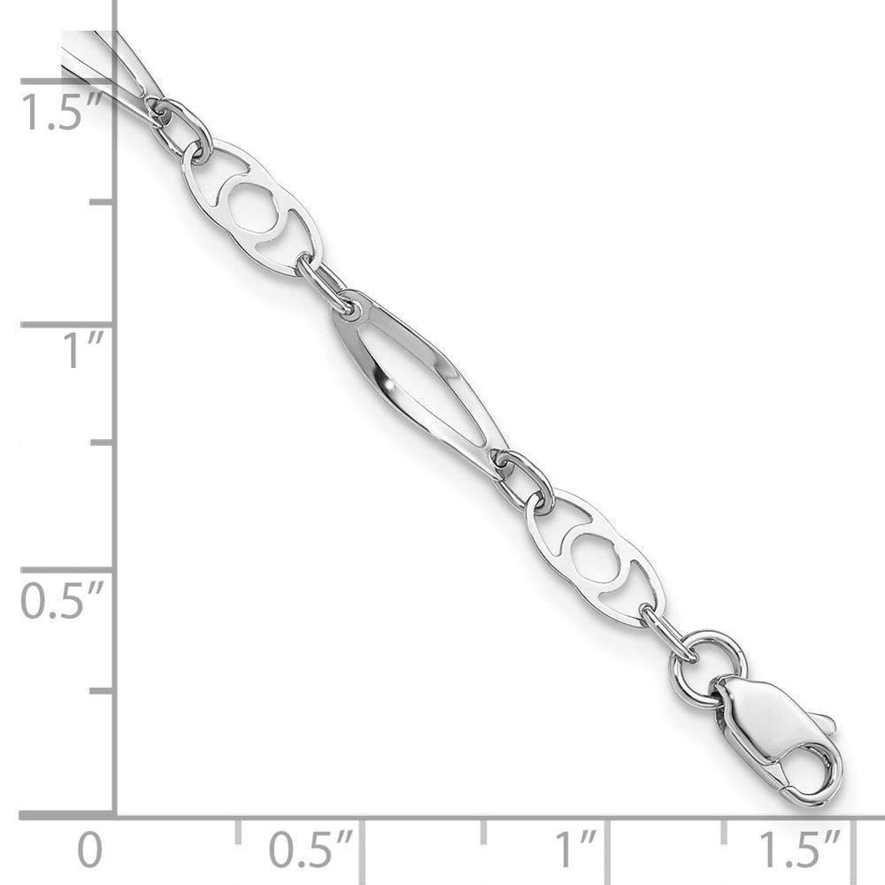 14k White Gold Polished Fancy Link 7 inch Bracelet