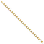 14k Polished Diamond-cut 7mm Fancy Link 7 inch Bracelet