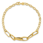 14k Polished Textured Fancy Link Bracelet
