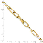 14k Polished Textured Fancy Link Bracelet