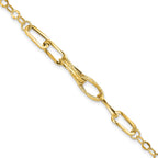 14k Polished Textured Fancy Link Bracelet