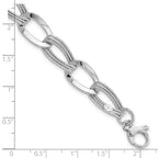 14k White Gold Polished and Textured 11mm Fancy Link 8 inch Bracelet