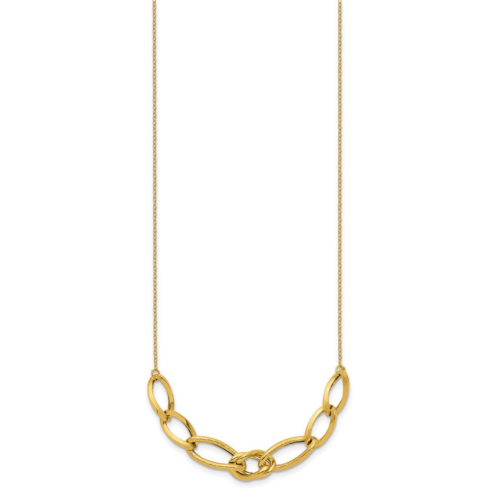 14k Polished and Textured Fancy Link 17.5 inch Necklace