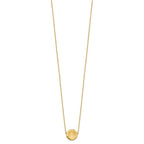 14k Brushed and Polished Diamond-cut Circle Pendant 18 inch Necklace