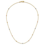 14k Tri-color Polished Diamond-cut Beads 18 inch Station Necklace