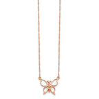 14k Rose Gold Polished Open Butterfly 17 inch Necklace