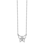 14k White Gold Polished Open Butterfly 17 inch Necklace