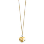 14K Two Tone Polished Diamond-cut Puffed Heart and Bead Pendant 18 inch Necklace