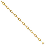 14k Polished 8mm Fancy Oval Link 7.5 inch Bracelet