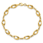 14k Polished 8mm Fancy Oval Link 7.5 inch Bracelet
