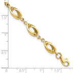 14k Polished 8mm Fancy Oval Link 7.5 inch Bracelet