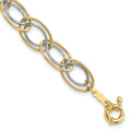 14k Two-tone 11mm Fancy Oval Link 7.5 inch Bracelet