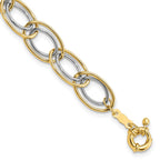 14k Two-tone 11mm Fancy Oval Link 7.5 inch Bracelet