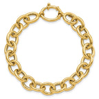 14k Polished 11mm Fancy Oval Cable Link 7.5 inch Bracelet