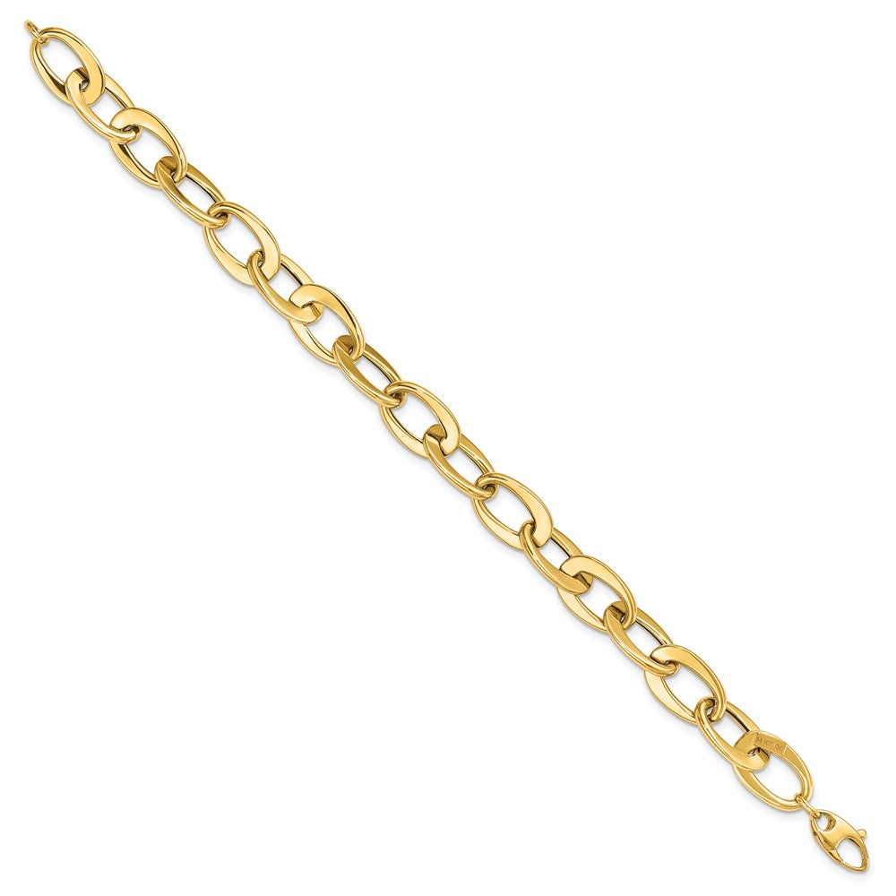 14k Polished 9.7mm Fancy Cable Link 8 inch Bracelet