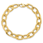 14k Polished 9.7mm Fancy Cable Link 8 inch Bracelet