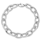 14k White Gold Polished 9.7mm Fancy Cable Link 8 inch Bracelet