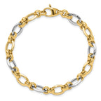 14K Two-tone Polished 8.2mm Fancy Link 7.75 inch Bracelet