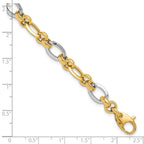 14K Two-tone Polished 8.2mm Fancy Link 7.75 inch Bracelet
