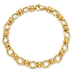 14K Polished and Textured 8mm Fancy Link 7.75 inch Bracelet
