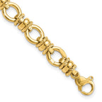14K Polished and Textured 8mm Fancy Link 7.75 inch Bracelet