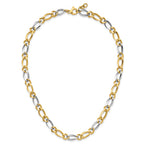 14k Two-Tone Polished 7.3mm Fancy Oval and Round Link 17.5 inch Necklace