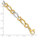 14k Two-Tone Polished 7.3mm Fancy Oval and Round Link 7.25 inch Bracelet