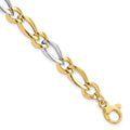 14k Two-Tone Polished 7.3mm Fancy Oval and Round Link 7.25 inch Bracelet